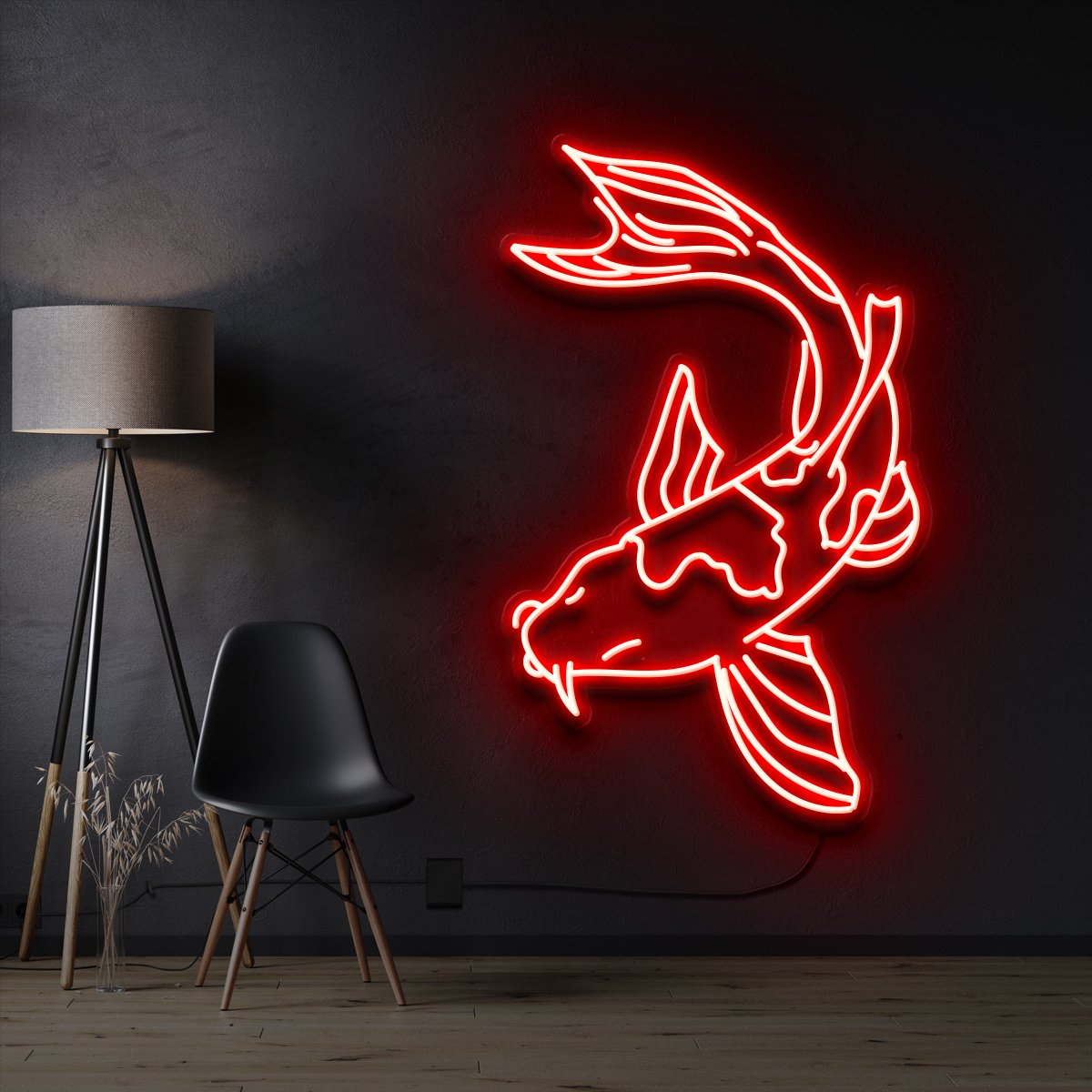 "Koi Fish V2" Pet Neon Sign 60cm / Red / Cut to Shape by Neon Icons