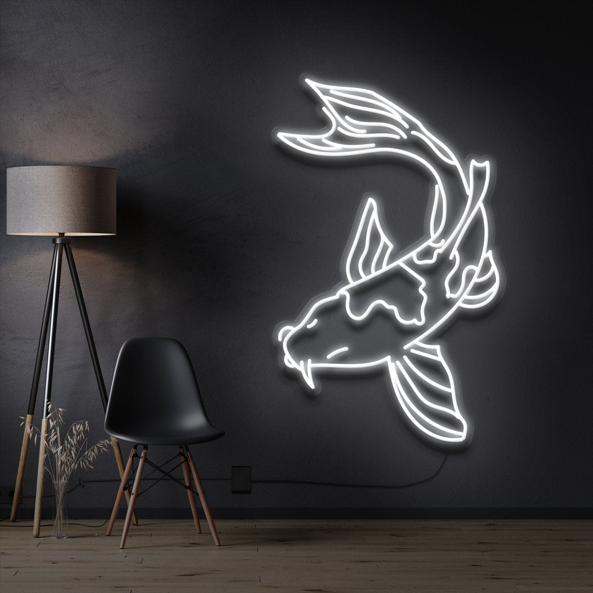 "Koi Fish V2" Pet Neon Sign 60cm / White / Cut to Shape by Neon Icons