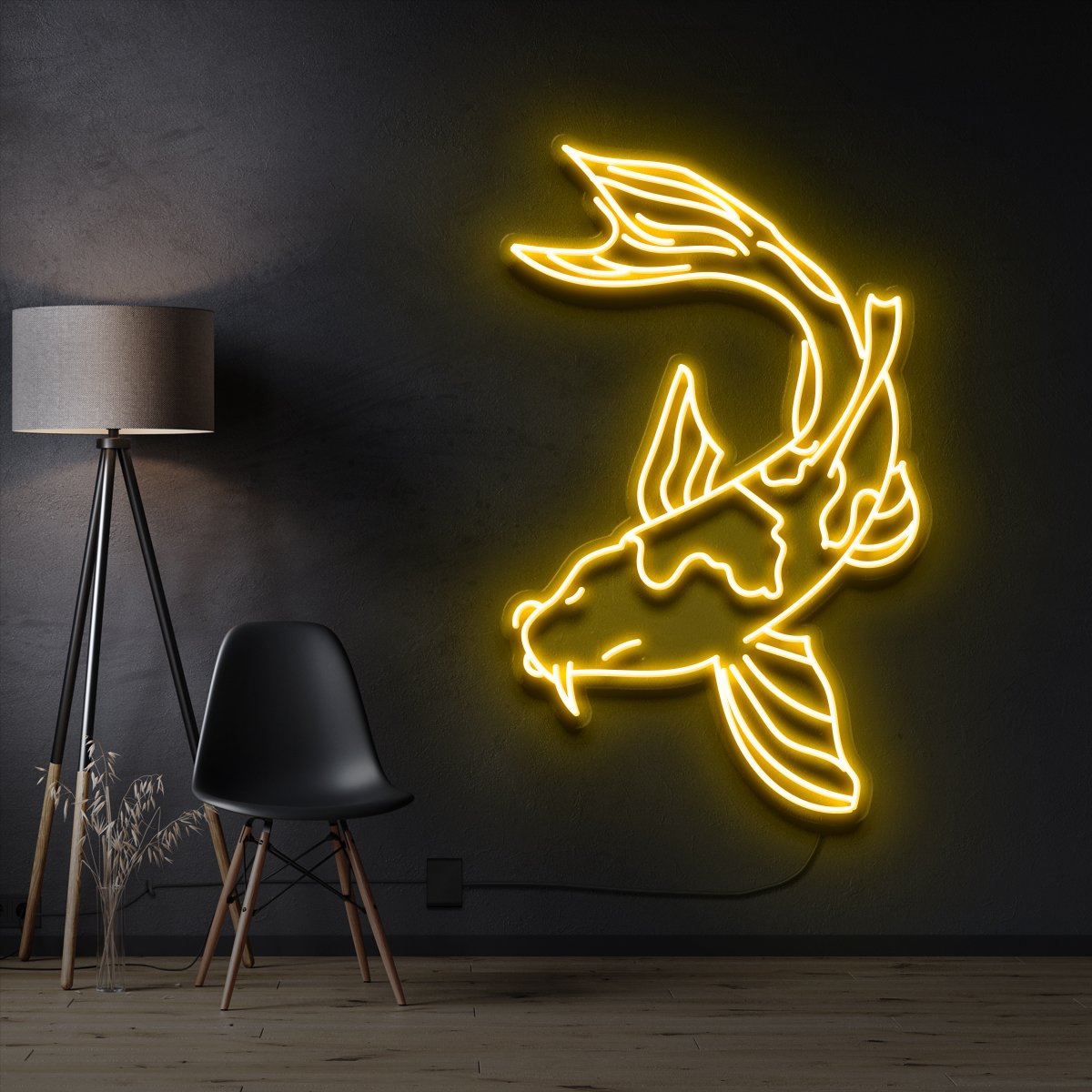 "Koi Fish V2" Pet Neon Sign 60cm / Yellow / Cut to Shape by Neon Icons