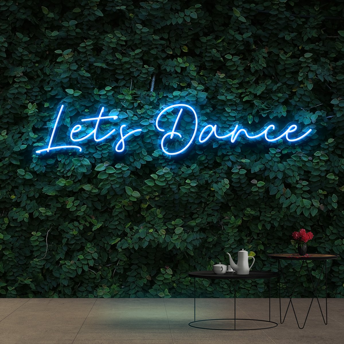 "Let's Dance" Neon Sign 60cm (2ft) / Ice Blue / Cut to Shape by Neon Icons