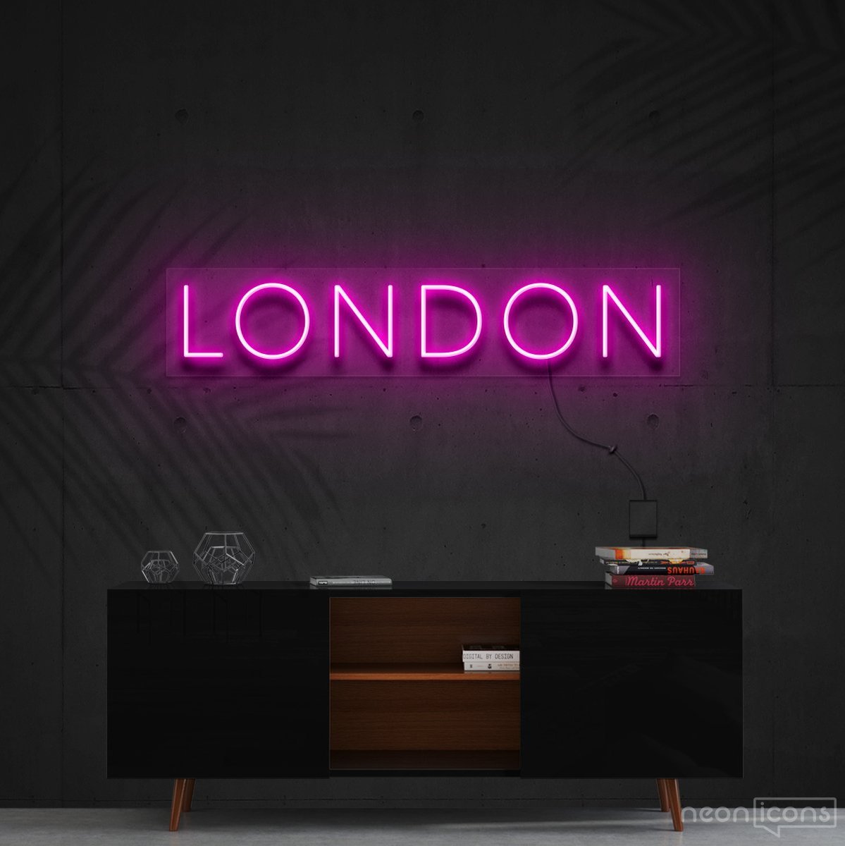 "London" Neon Sign 60cm (2ft) / Pink / Cut to Shape by Neon Icons