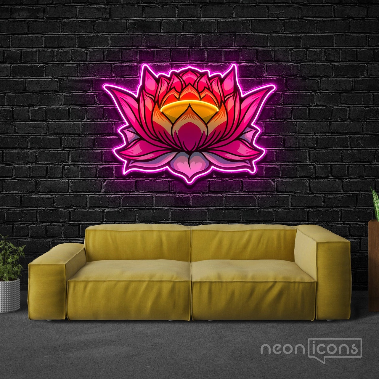 "Lotus Flower" Neon x Acrylic Artwork by Neon Icons