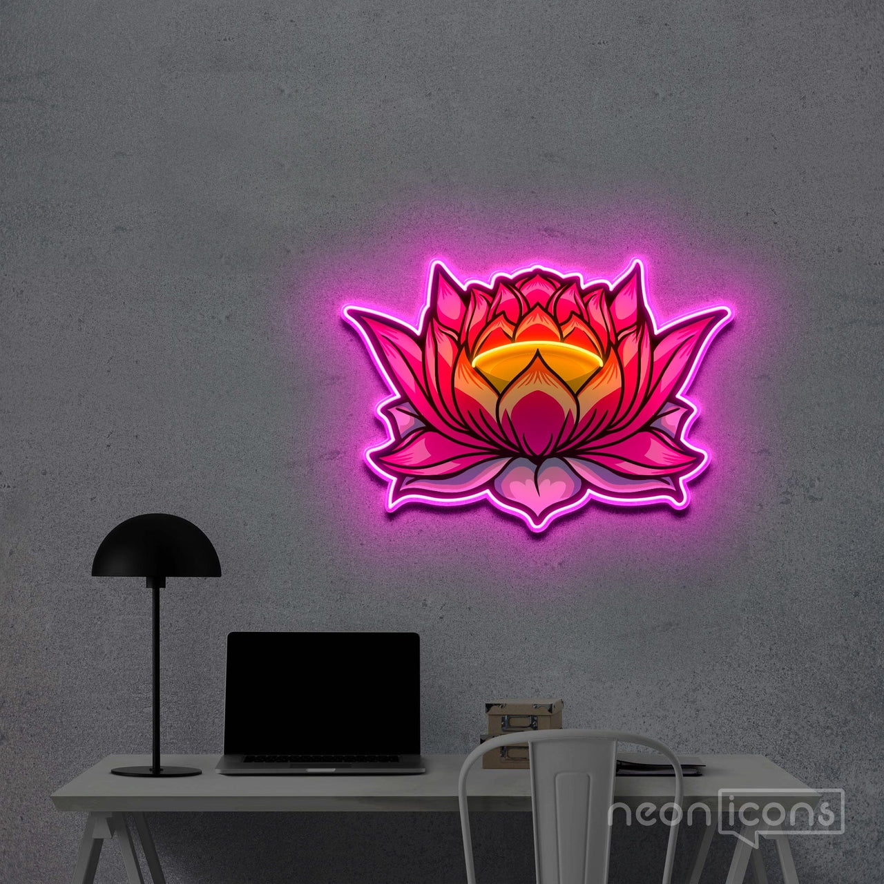 "Lotus Flower" Neon x Acrylic Artwork by Neon Icons