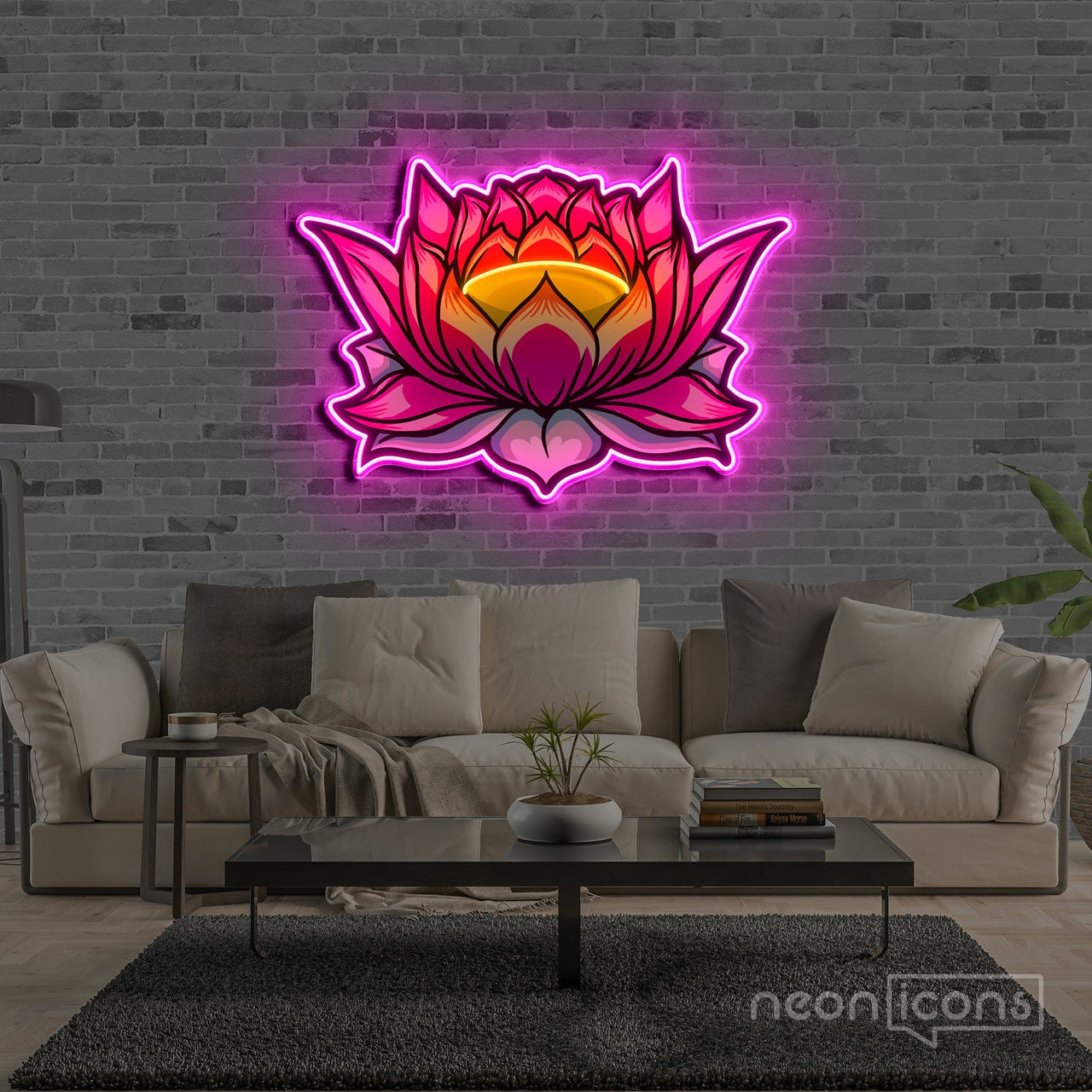 "Lotus Flower" Neon x Acrylic Artwork by Neon Icons