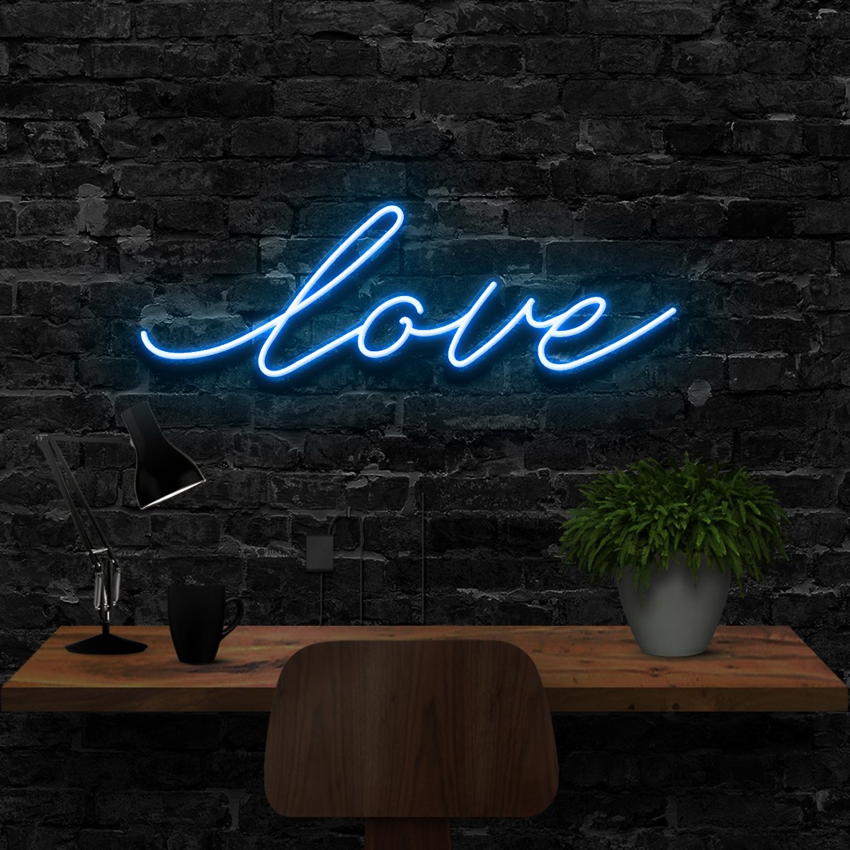"Love" Neon Sign 40cm (1.3ft) / Ice Blue / LED Neon by Neon Icons