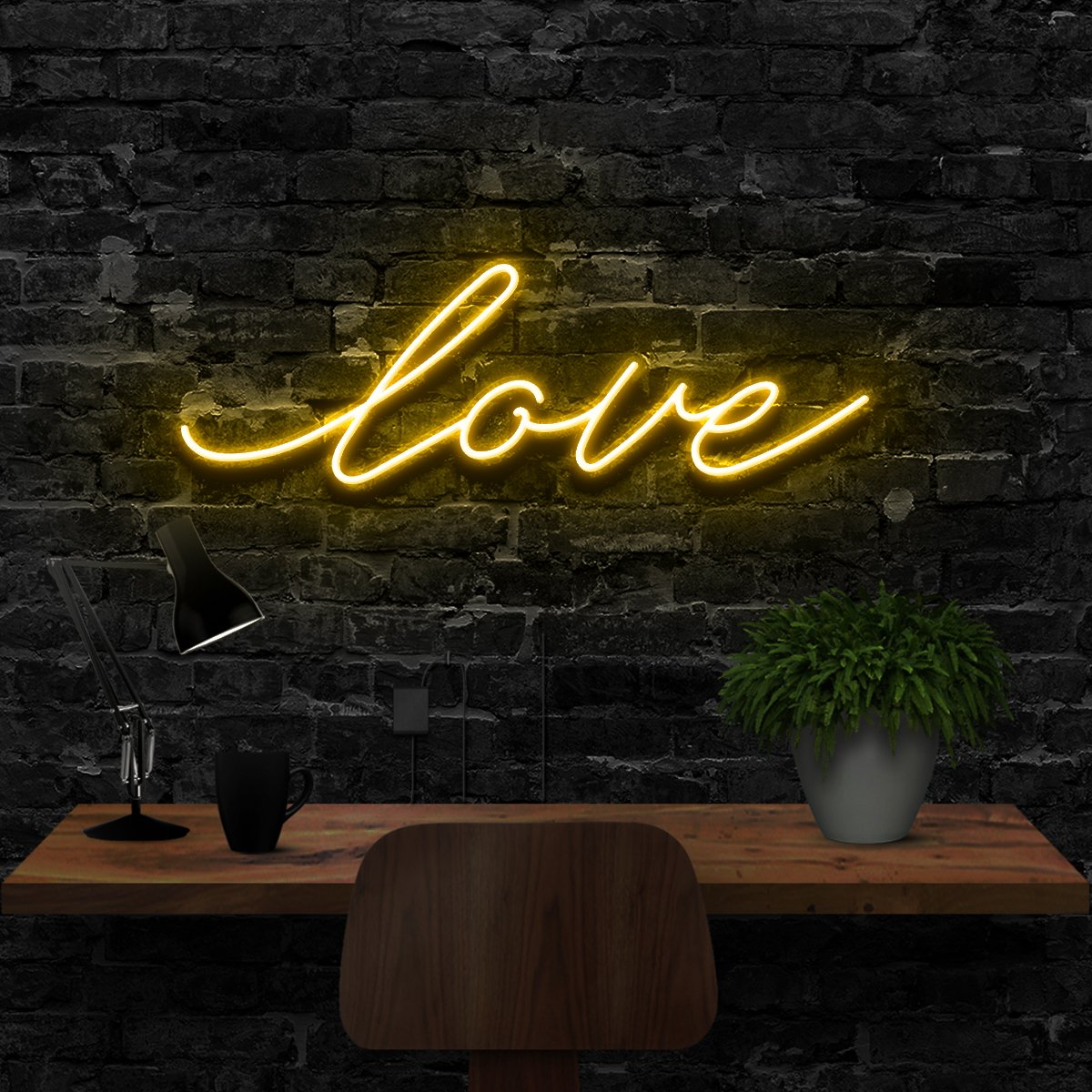 "Love" Neon Sign 40cm (1.3ft) / Yellow / LED Neon by Neon Icons