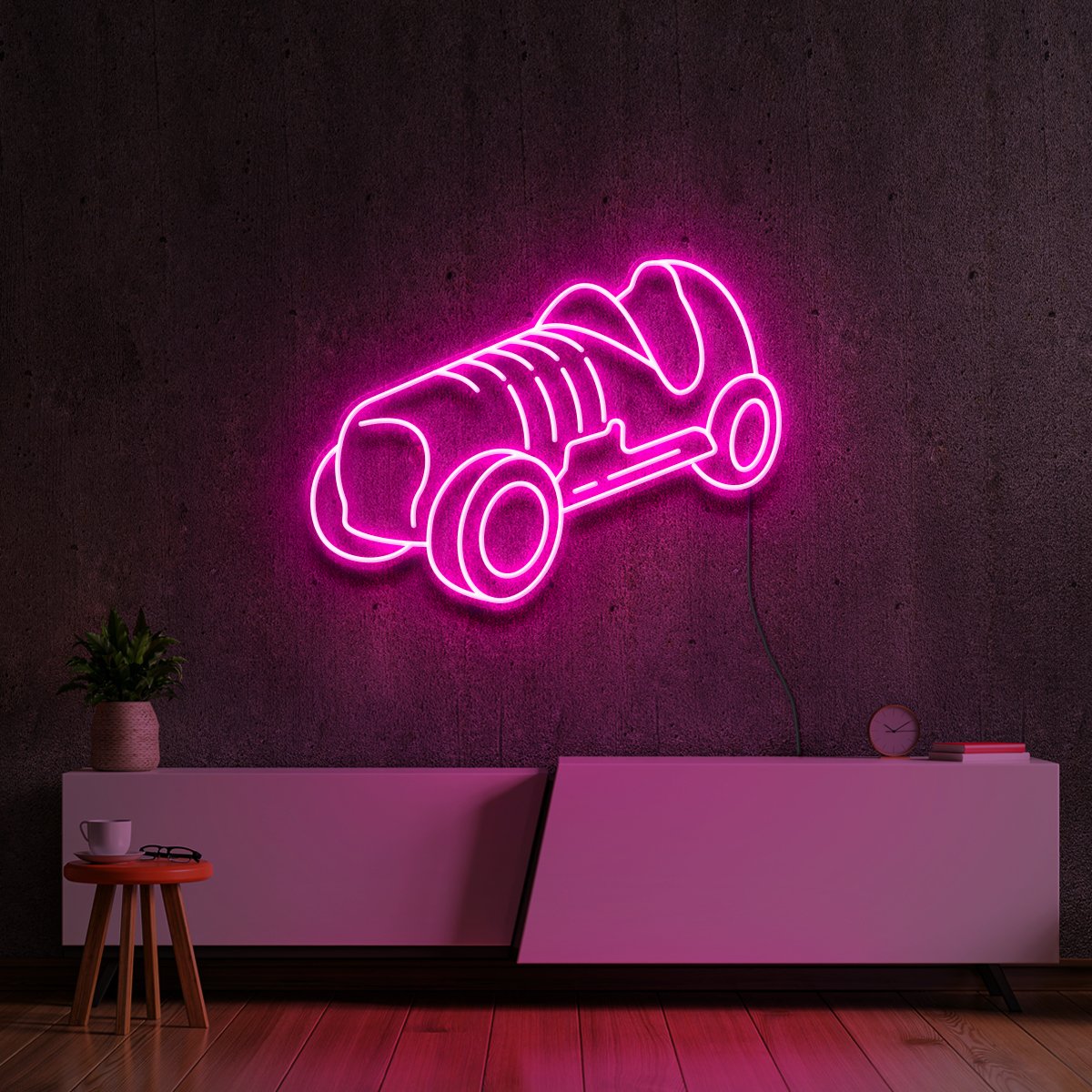 "Monopoly Car" Neon Sign 60cm (2ft) / Pink / LED Neon by Neon Icons