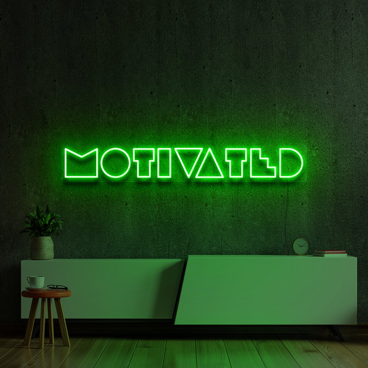 "Motivated" Neon Sign 90cm (3ft) / Green / LED Neon by Neon Icons