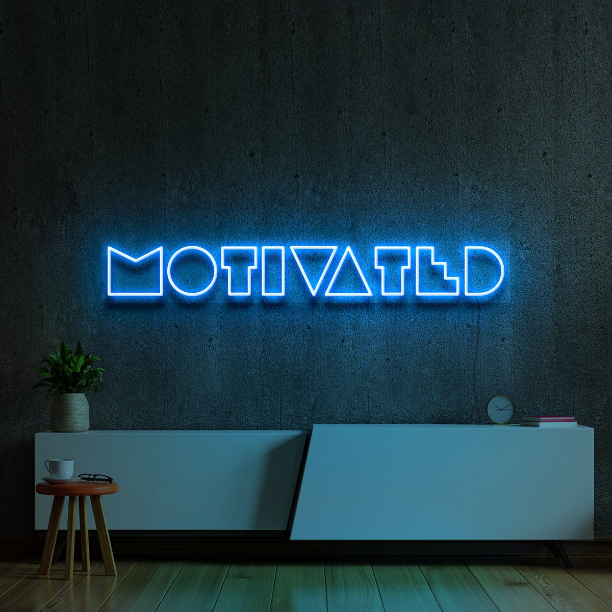 "Motivated" Neon Sign 90cm (3ft) / Ice Blue / LED Neon by Neon Icons