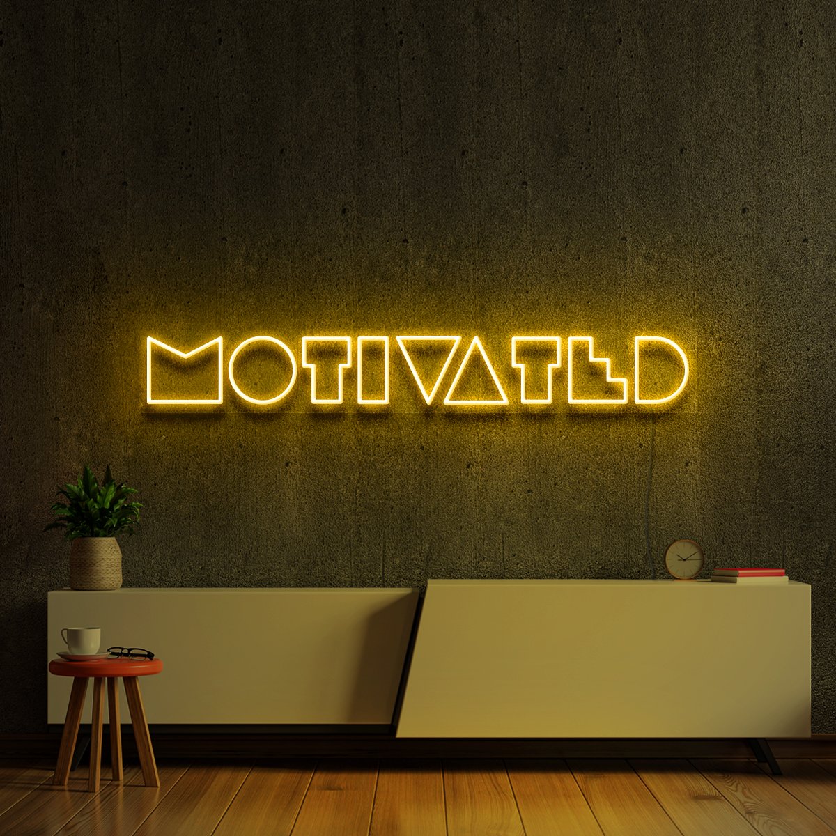 "Motivated" Neon Sign 90cm (3ft) / Yellow / LED Neon by Neon Icons