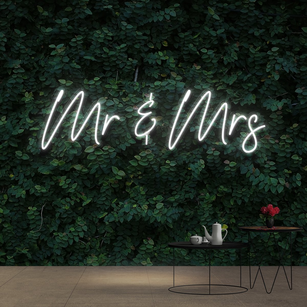 "Mr & Mrs" Neon Sign 60cm (2ft) / White / Cut to Shape by Neon Icons