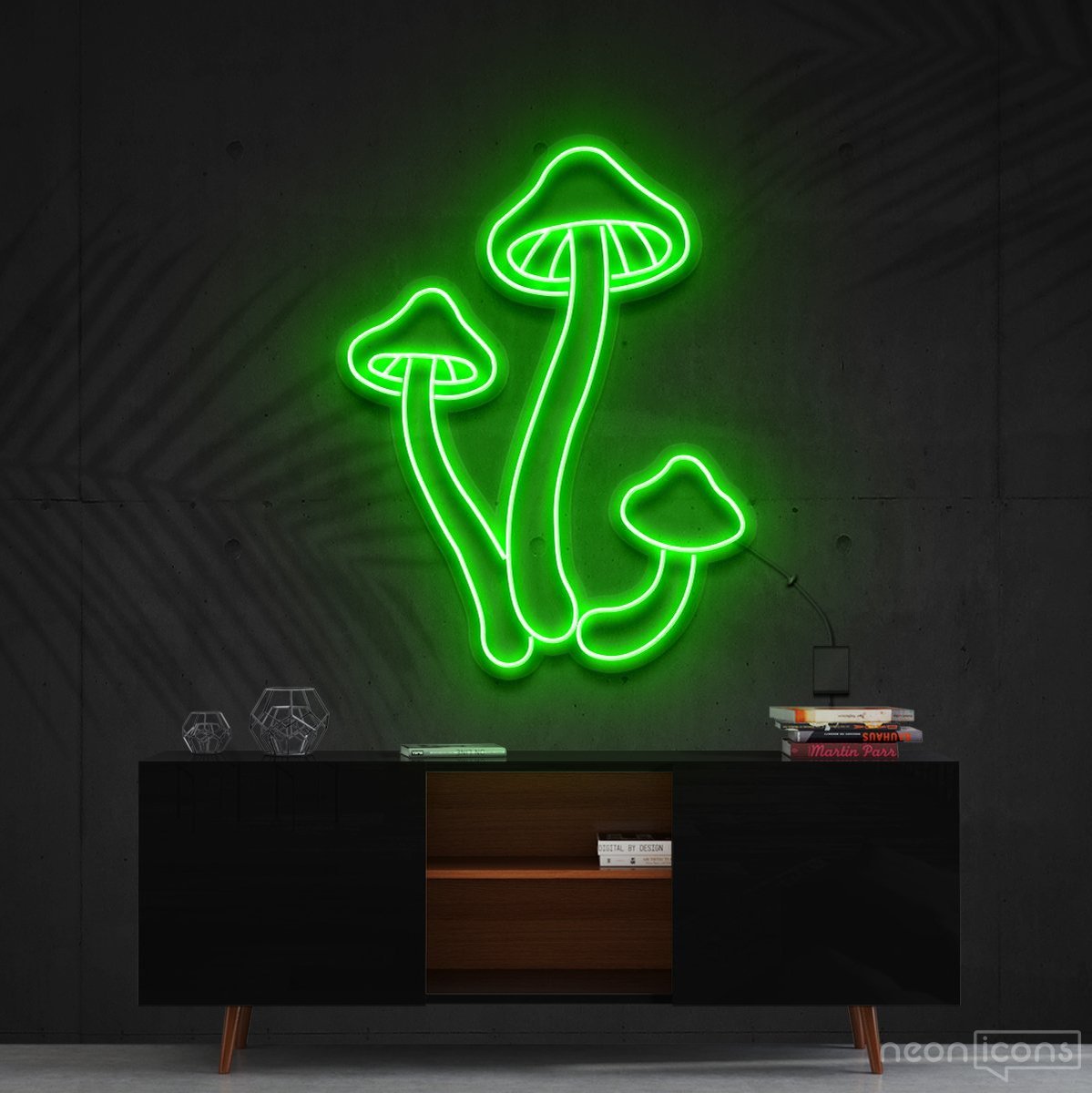 "Mushrooms" Neon Sign 60cm (2ft) / Green / Cut to Shape by Neon Icons