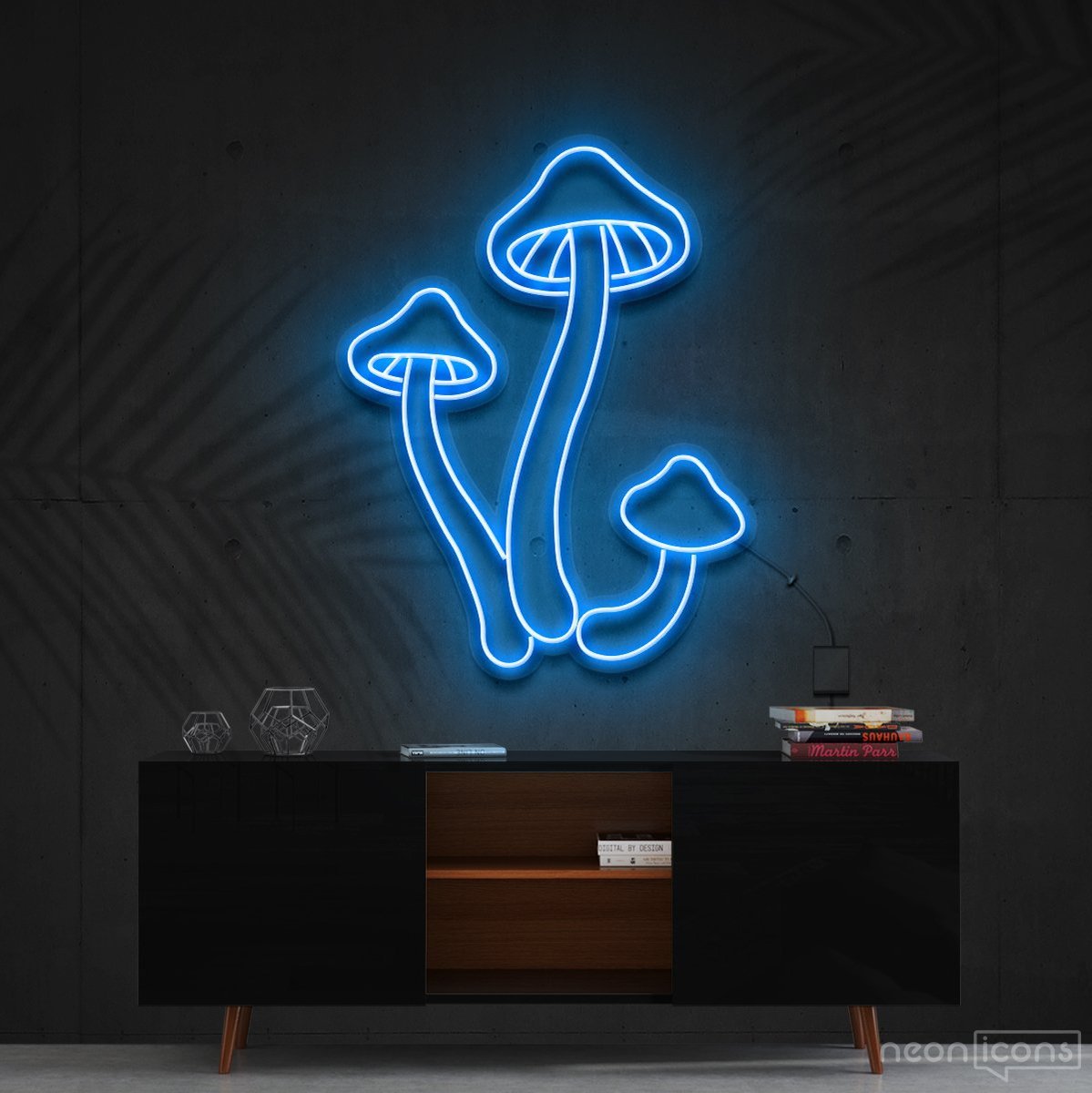 "Mushrooms" Neon Sign 60cm (2ft) / Ice Blue / Cut to Shape by Neon Icons