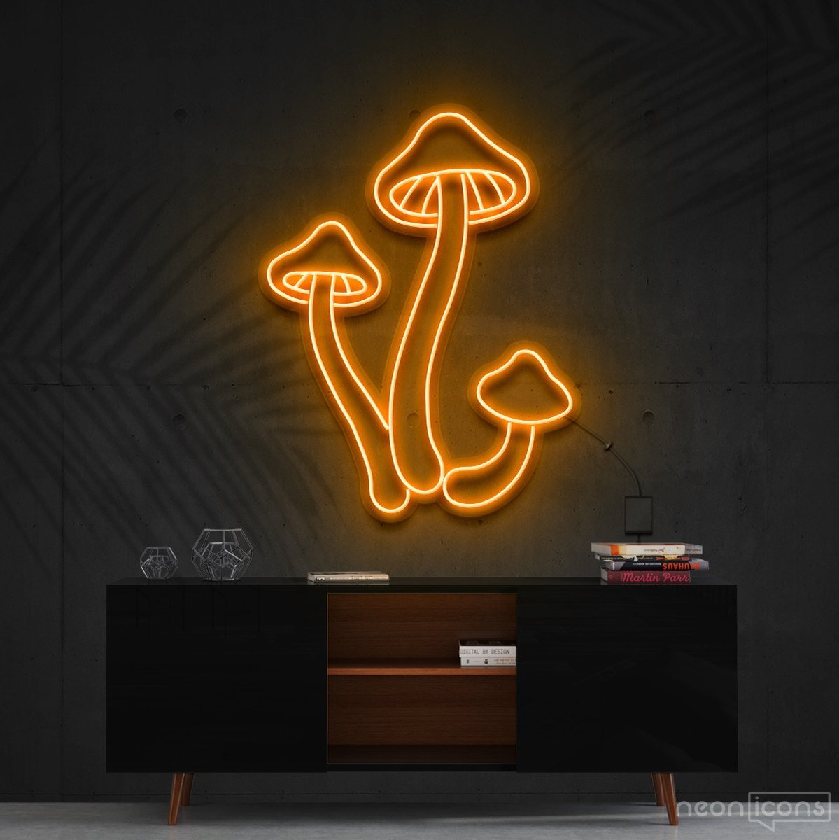 "Mushrooms" Neon Sign 60cm (2ft) / Orange / Cut to Shape by Neon Icons