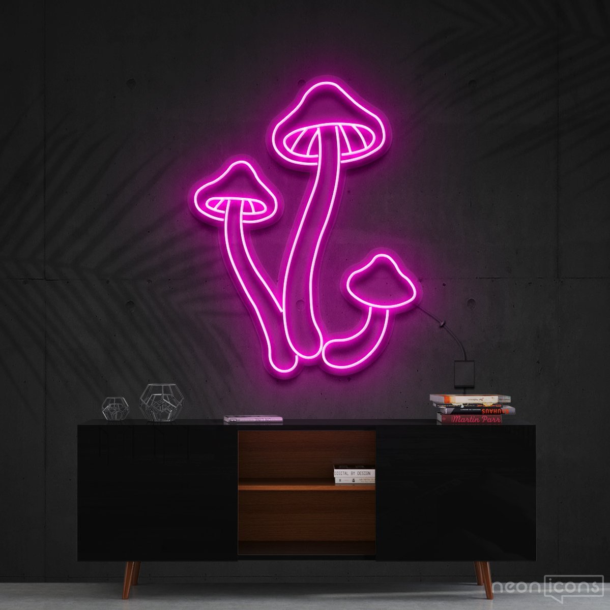 "Mushrooms" Neon Sign 60cm (2ft) / Pink / Cut to Shape by Neon Icons