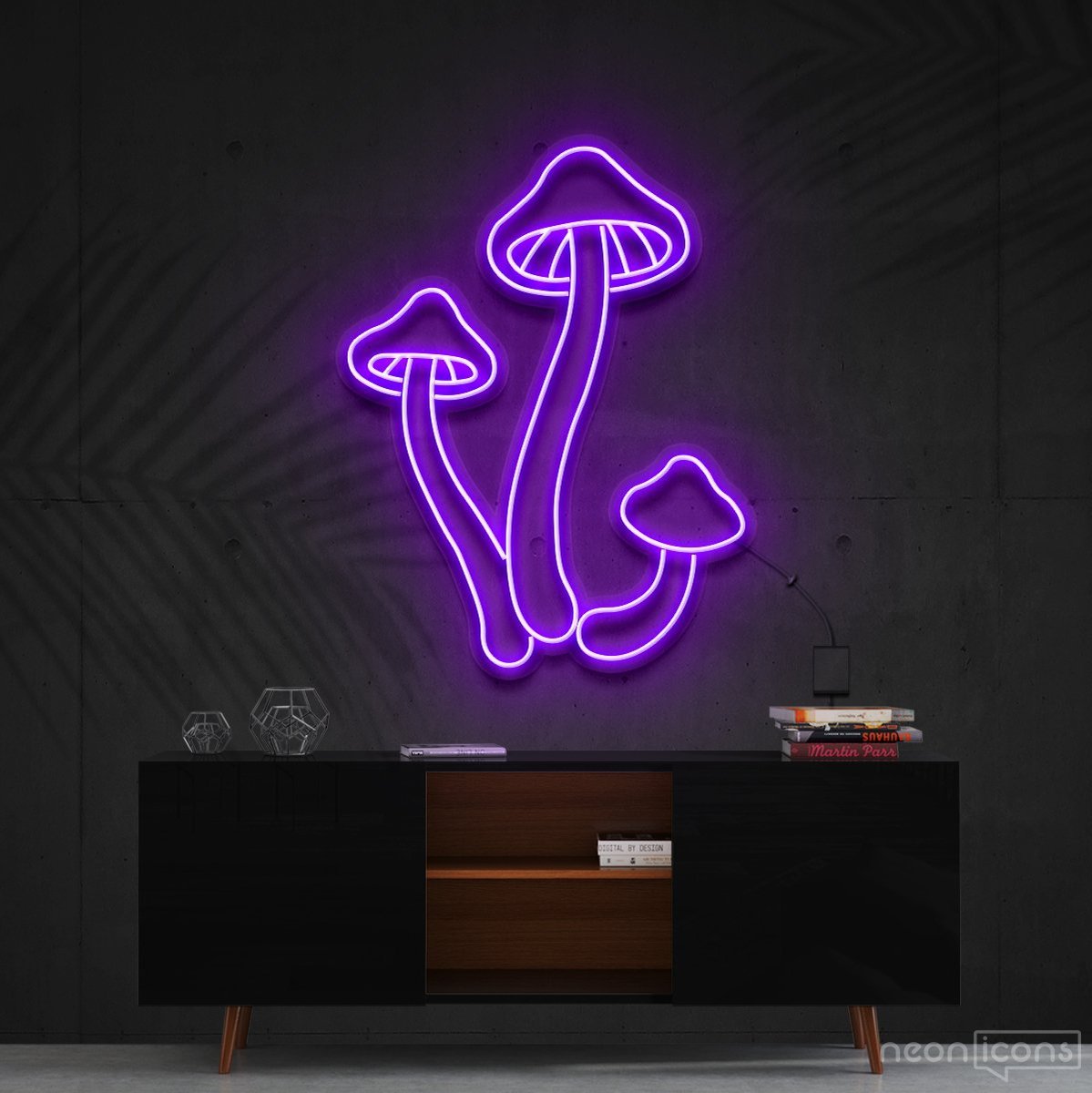 "Mushrooms" Neon Sign 60cm (2ft) / Purple / Cut to Shape by Neon Icons