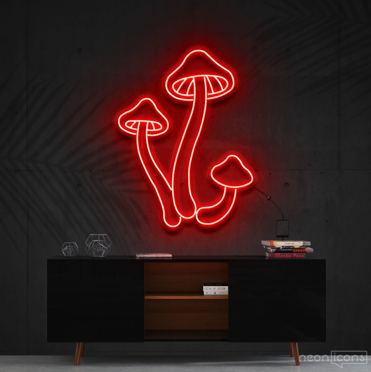 "Mushrooms" Neon Sign 60cm (2ft) / Red / Cut to Shape by Neon Icons