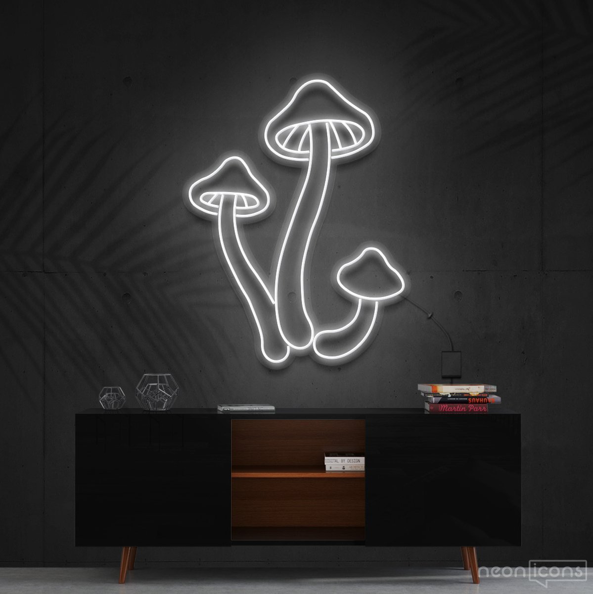 "Mushrooms" Neon Sign 60cm (2ft) / White / Cut to Shape by Neon Icons