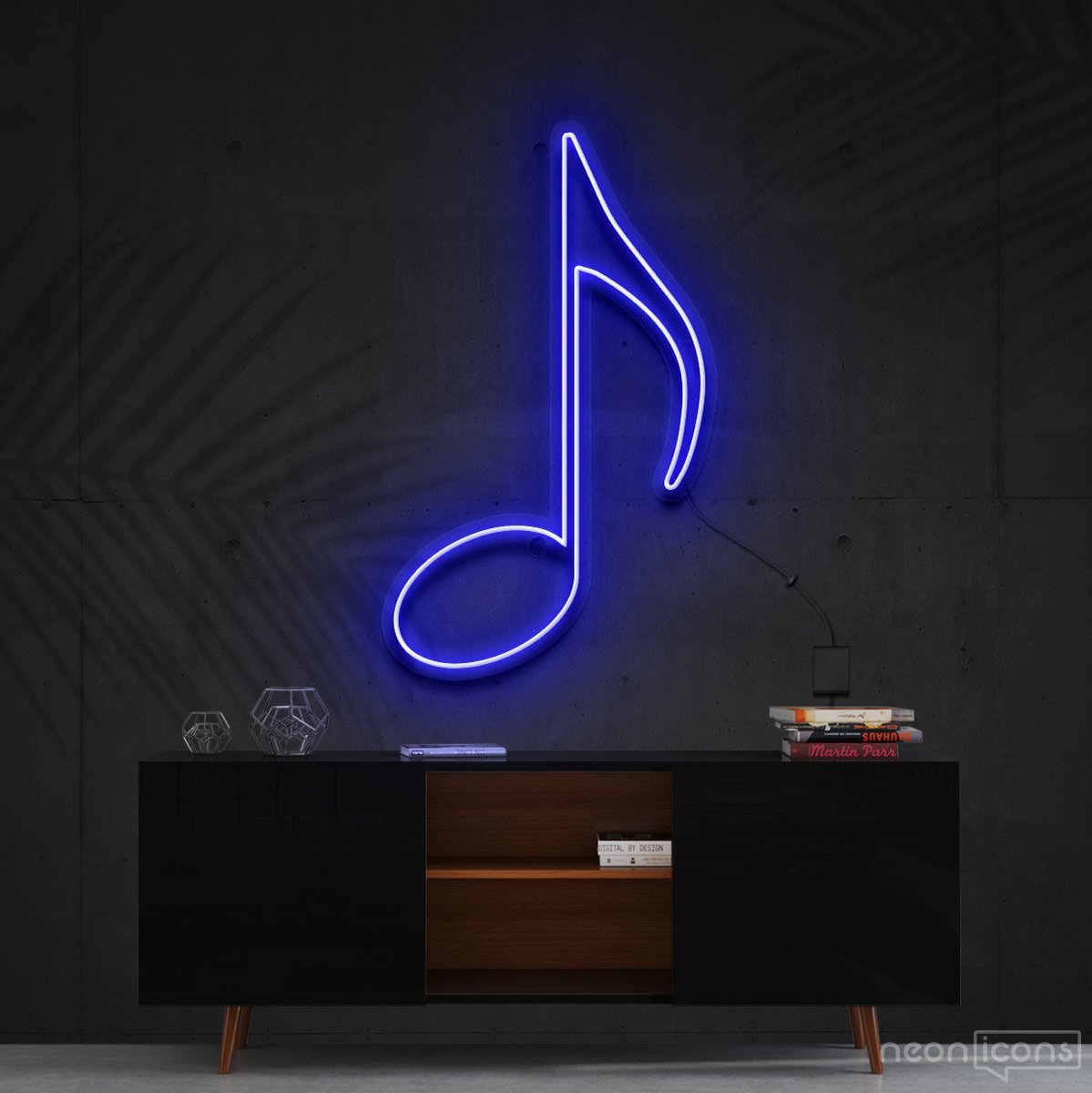 "Musical Note (Quaver)" Neon Sign 60cm (2ft) / Blue / Cut to Shape by Neon Icons