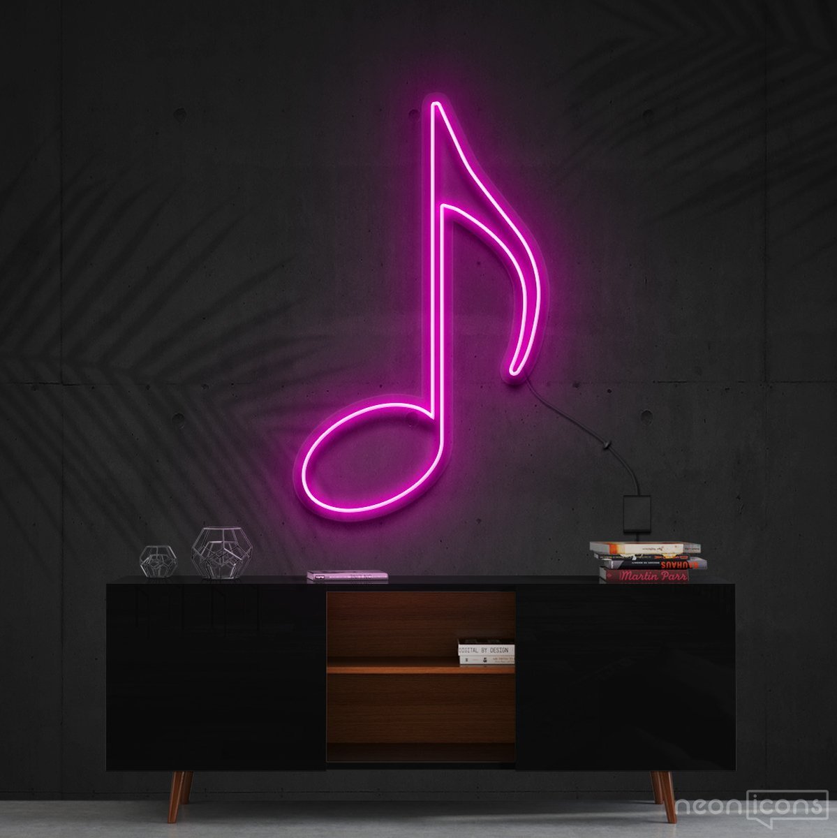 "Musical Note (Quaver)" Neon Sign 60cm (2ft) / Pink / Cut to Shape by Neon Icons