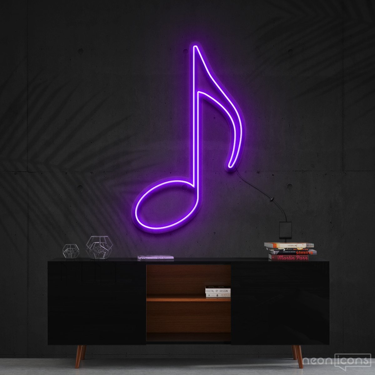 "Musical Note (Quaver)" Neon Sign 60cm (2ft) / Purple / Cut to Shape by Neon Icons