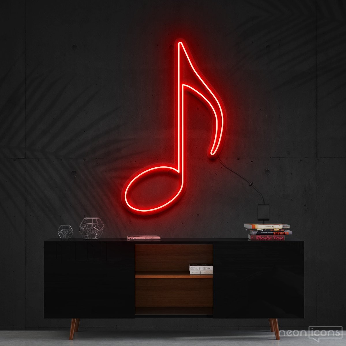 "Musical Note (Quaver)" Neon Sign 60cm (2ft) / Red / Cut to Shape by Neon Icons