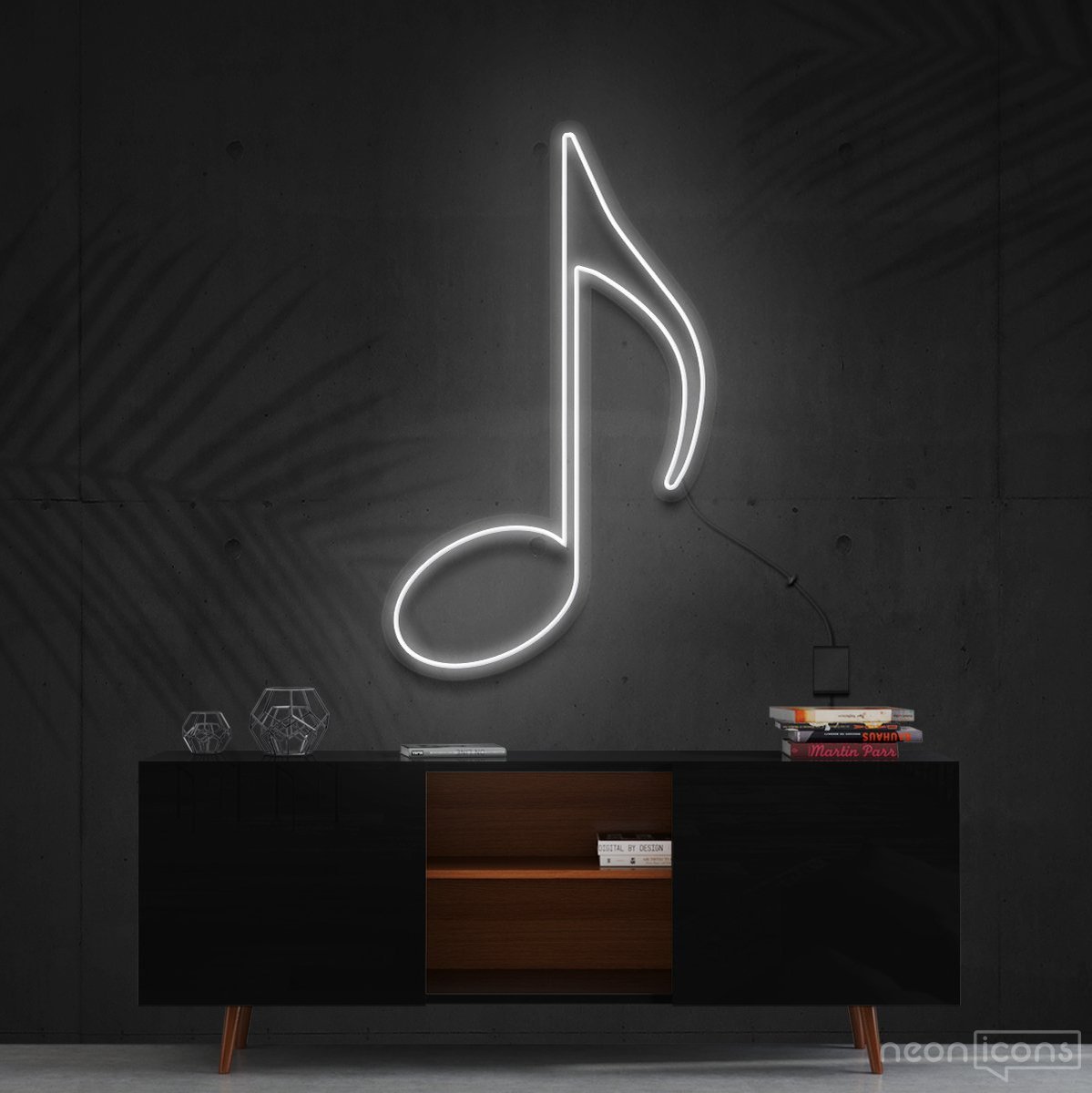 "Musical Note (Quaver)" Neon Sign 60cm (2ft) / White / Cut to Shape by Neon Icons