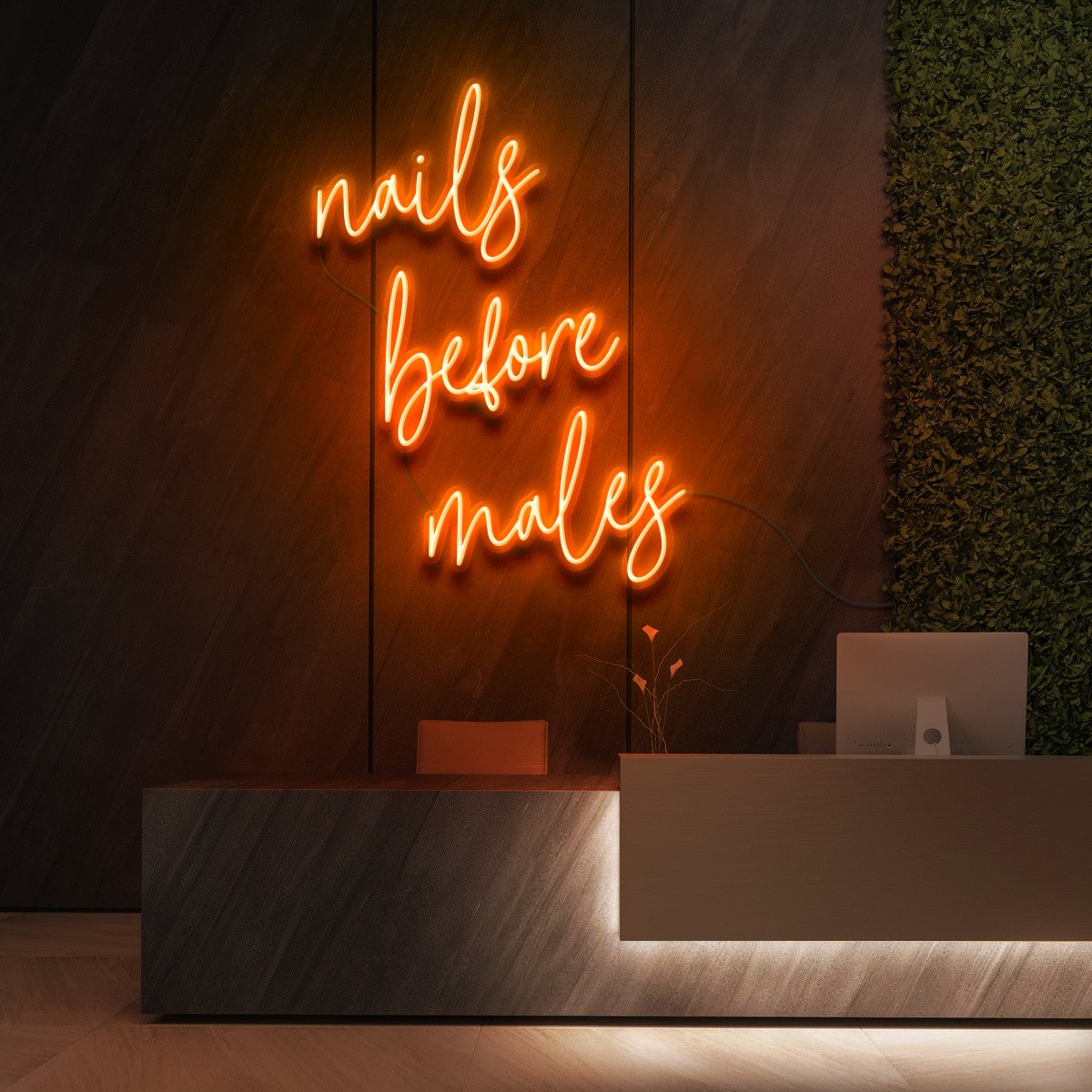 "Nails Before Males" Neon Sign for Beauty & Cosmetic Studios 60cm (2ft) / Orange / LED Neon by Neon Icons