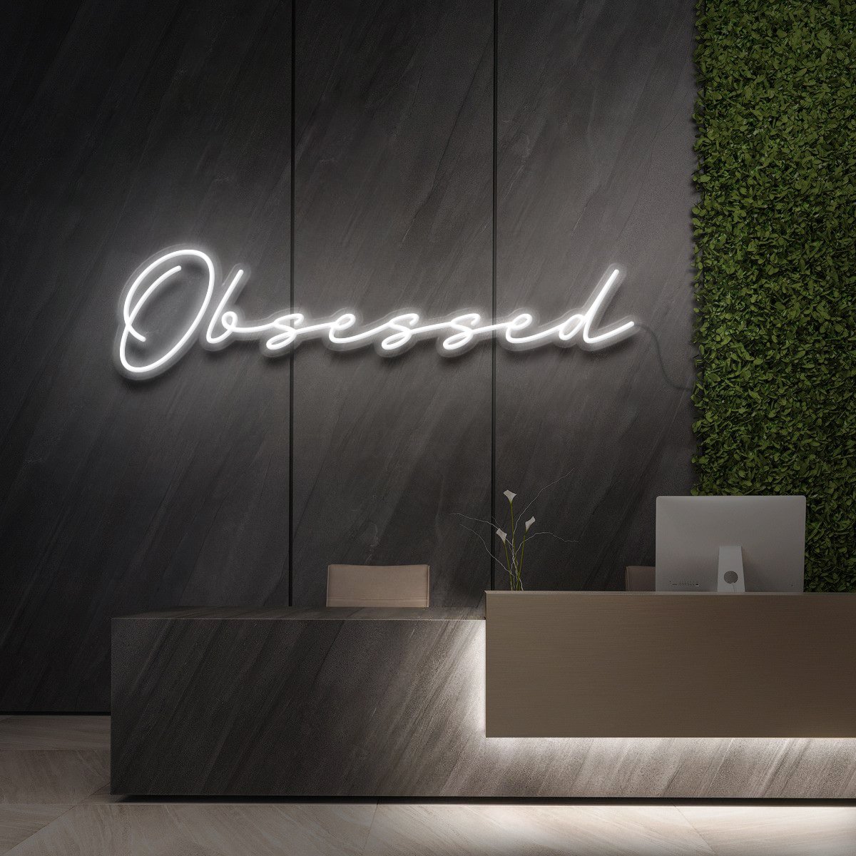 "Obsessed" Neon Sign for Beauty Salons & Cosmetic Studios 90cm (3ft) / White / LED Neon by Neon Icons