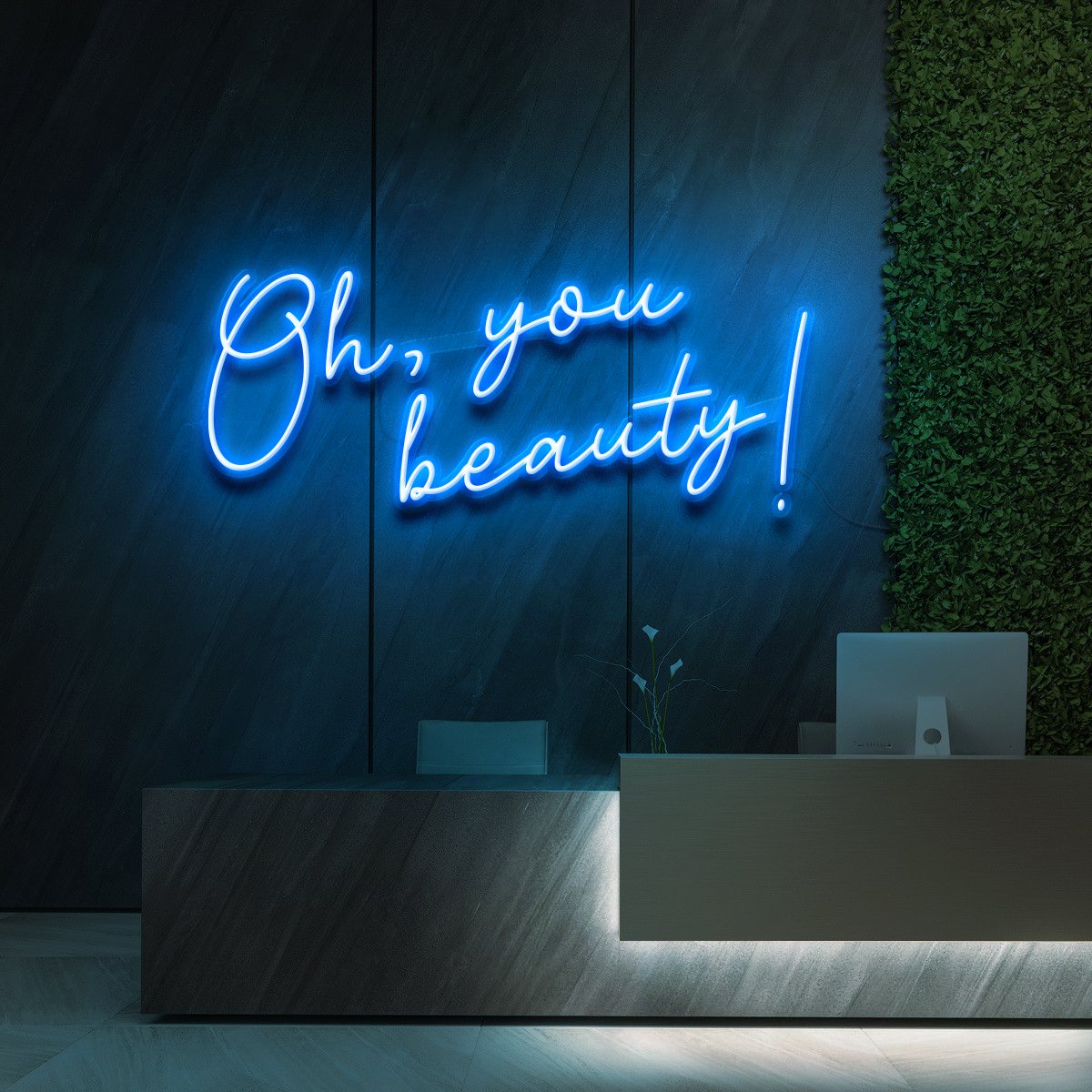 "Oh, You Beauty!" Neon Sign for Beauty Salons & Cosmetic Studios 60cm (2ft) / Ice Blue / LED Neon by Neon Icons