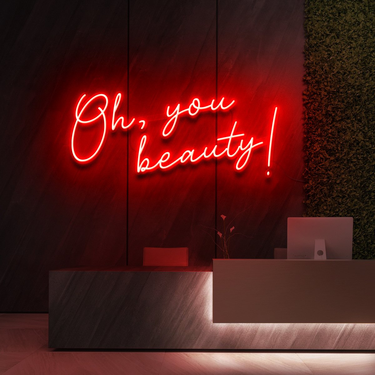 "Oh, You Beauty!" Neon Sign for Beauty Salons & Cosmetic Studios 60cm (2ft) / Red / LED Neon by Neon Icons