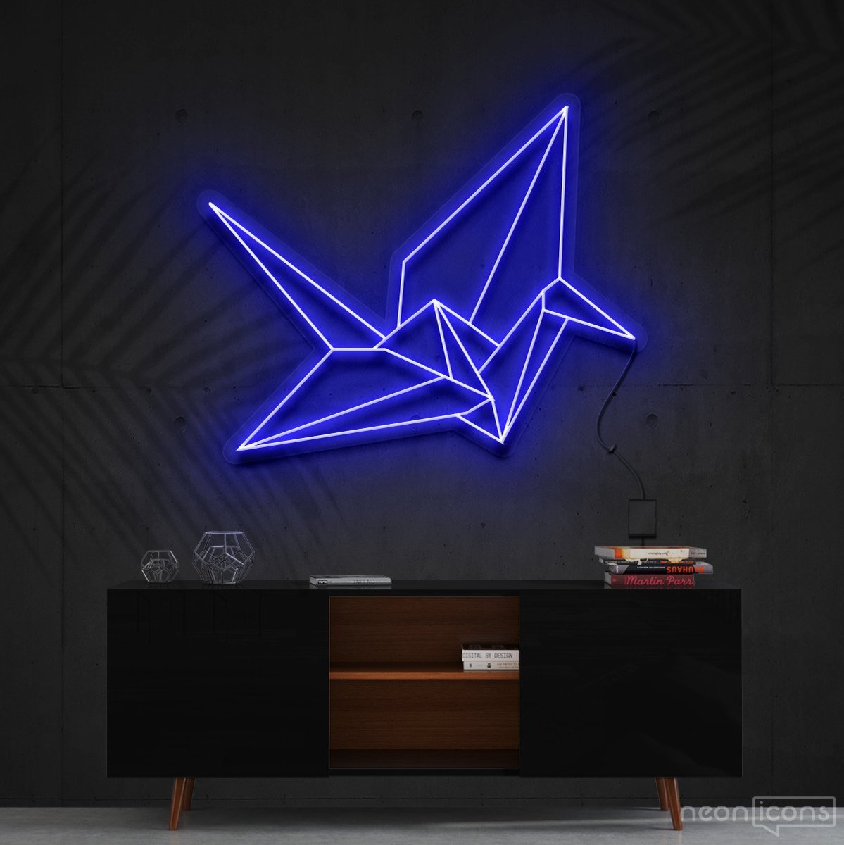 "Origami Swan" Neon Sign 60cm (2ft) / Blue / Cut to Shape by Neon Icons