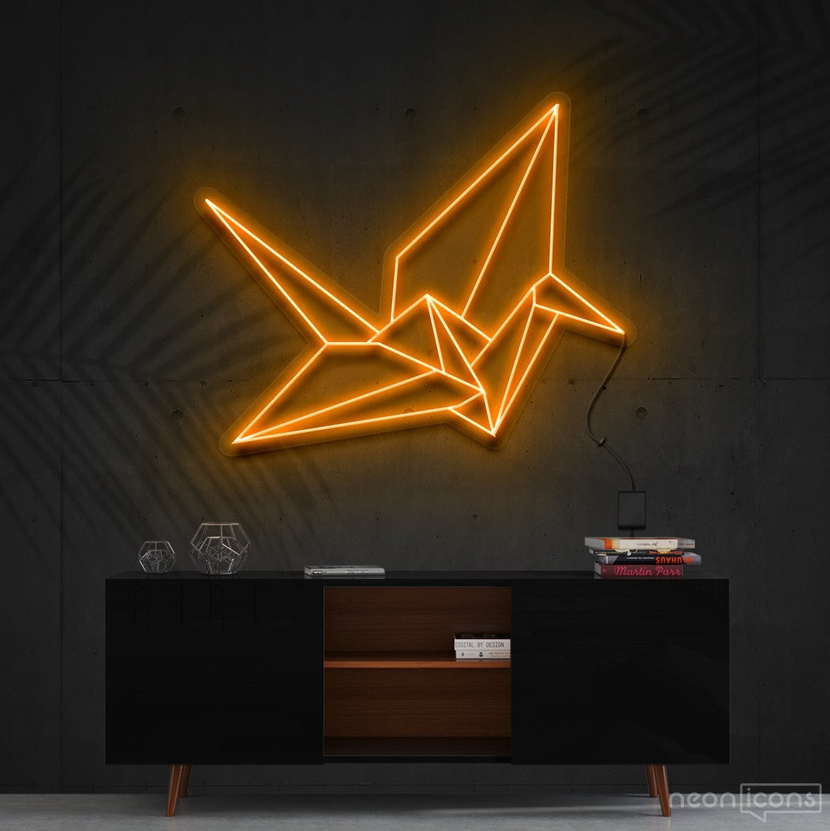 "Origami Swan" Neon Sign 60cm (2ft) / Orange / Cut to Shape by Neon Icons