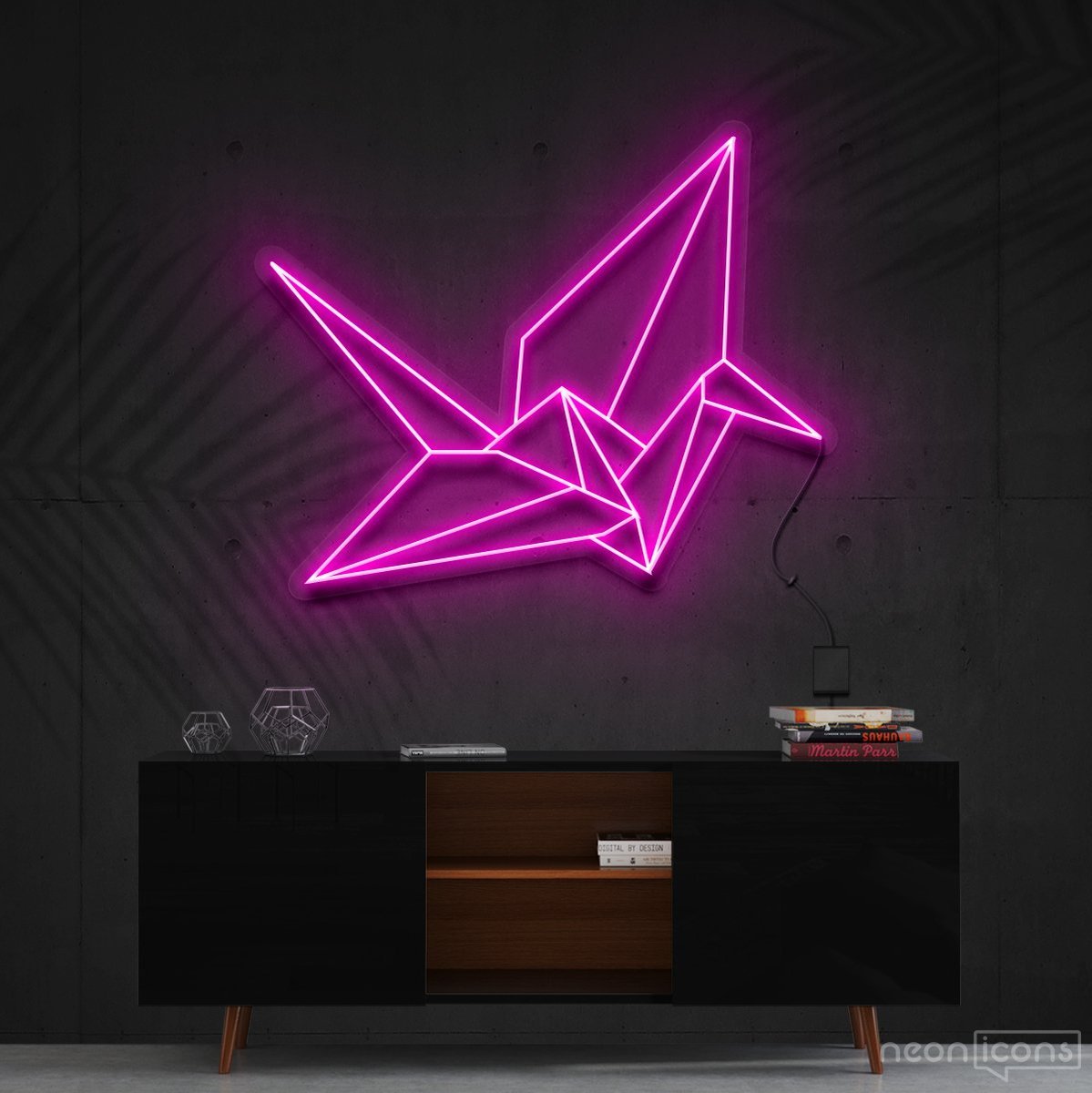 "Origami Swan" Neon Sign 60cm (2ft) / Pink / Cut to Shape by Neon Icons