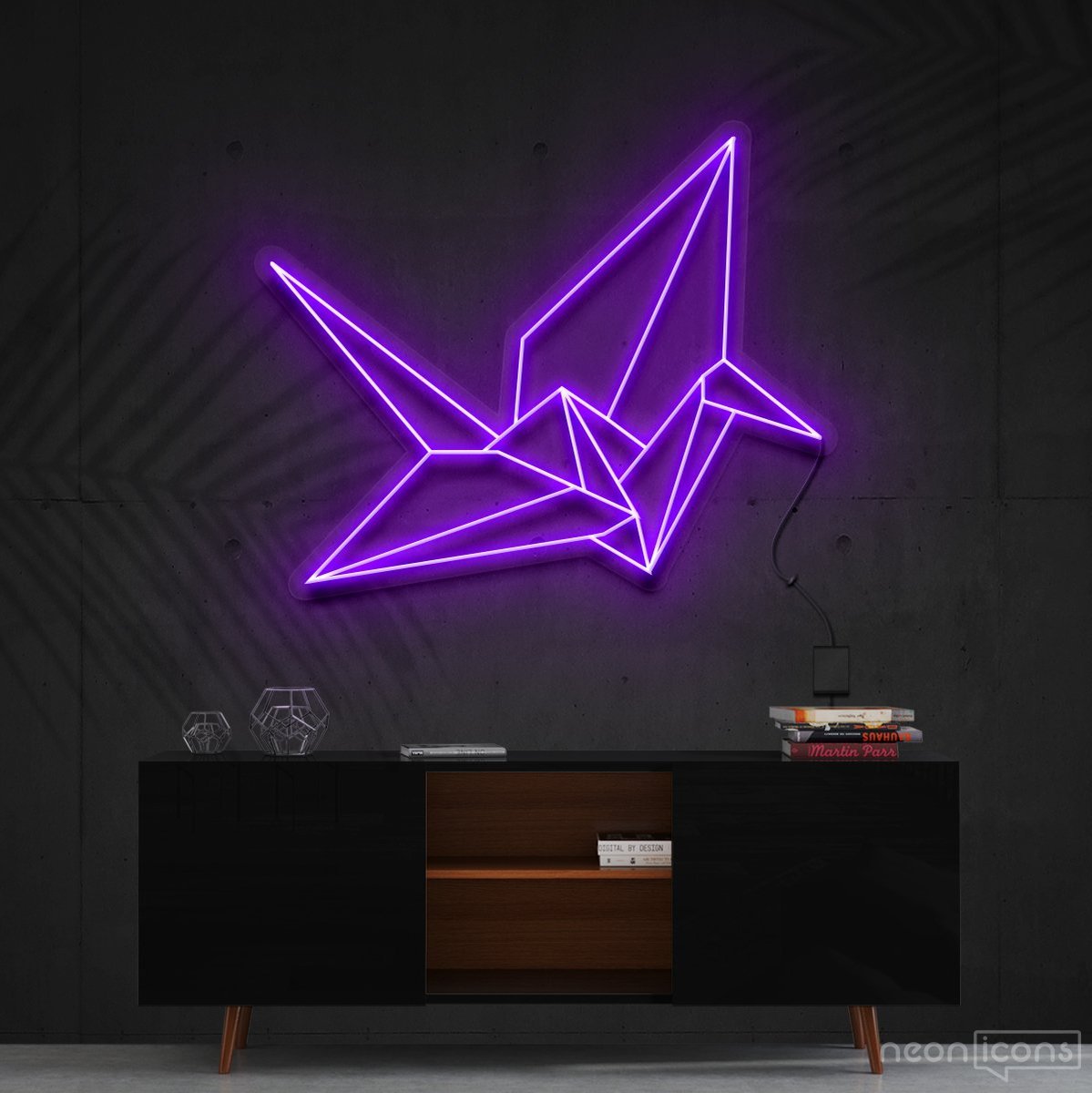 "Origami Swan" Neon Sign 60cm (2ft) / Purple / Cut to Shape by Neon Icons