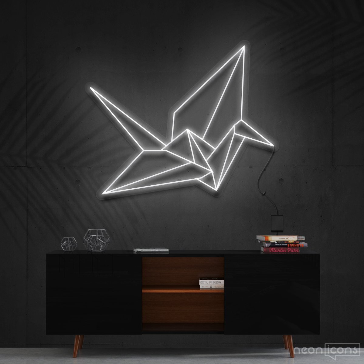"Origami Swan" Neon Sign 60cm (2ft) / White / Cut to Shape by Neon Icons