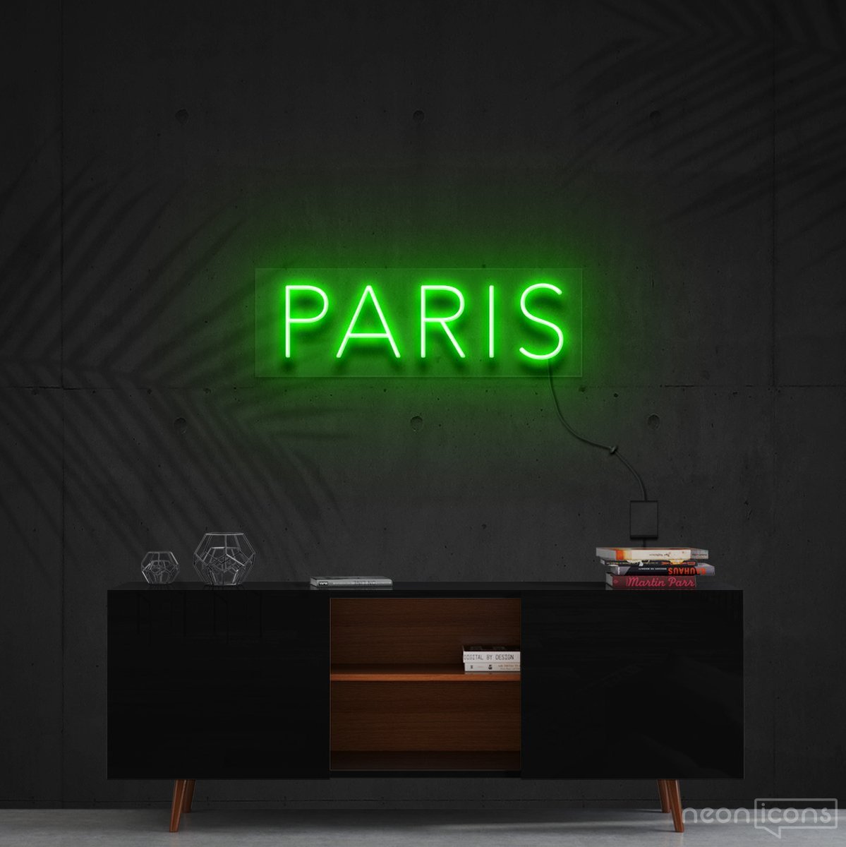 "Paris" Neon Sign 60cm (2ft) / Green / Cut to Shape by Neon Icons