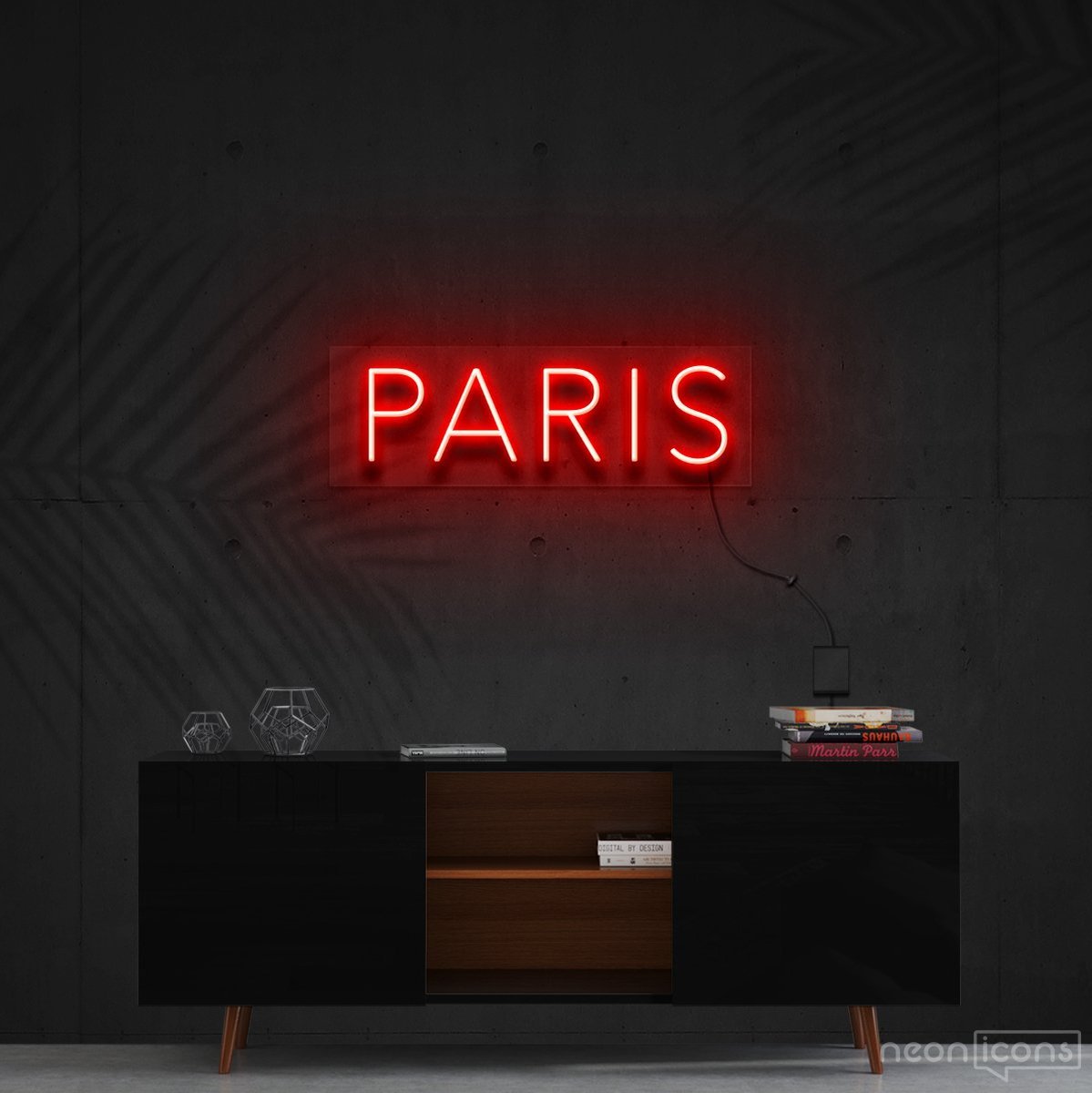 "Paris" Neon Sign 60cm (2ft) / Red / Cut to Shape by Neon Icons