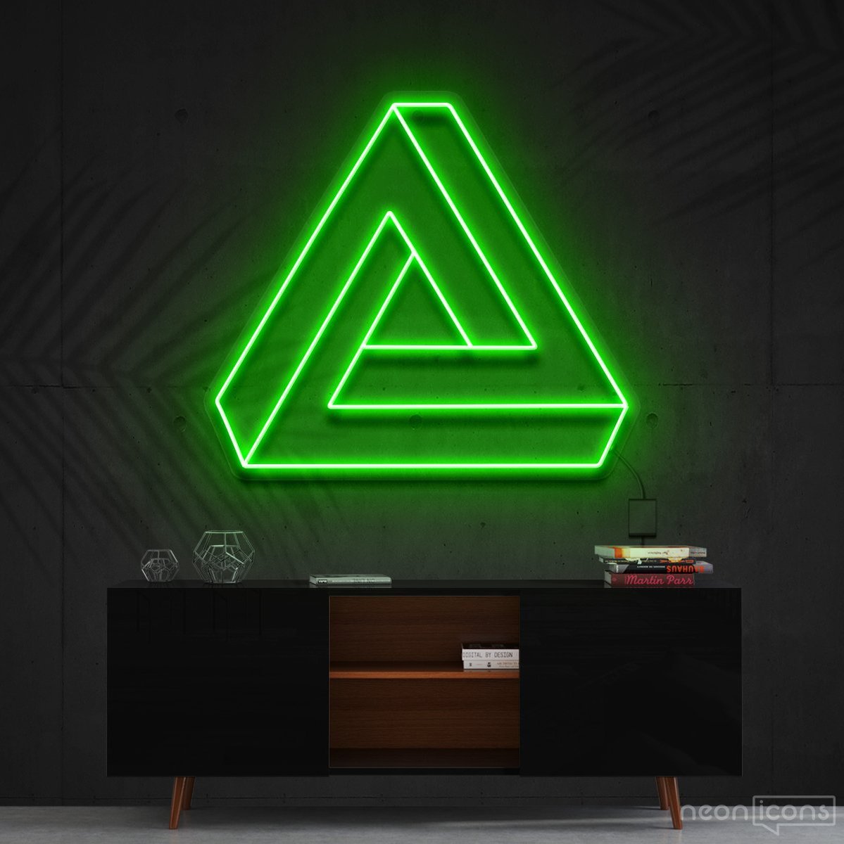 "Penrose Triangle" Neon Sign 60cm (2ft) / Green / Cut to Shape by Neon Icons