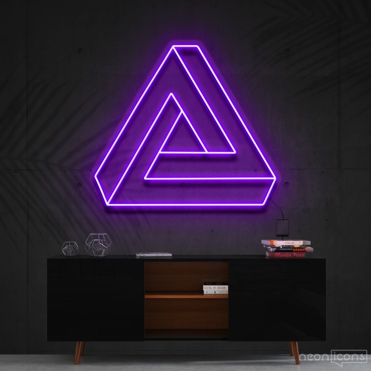 "Penrose Triangle" Neon Sign 60cm (2ft) / Purple / Cut to Shape by Neon Icons