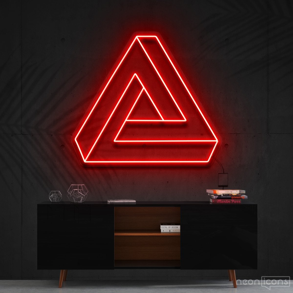 "Penrose Triangle" Neon Sign 60cm (2ft) / Red / Cut to Shape by Neon Icons