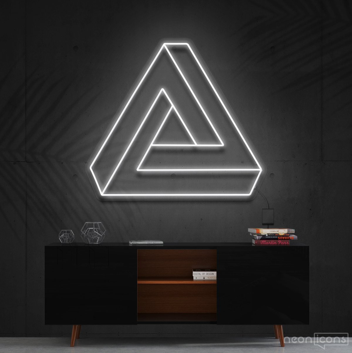 "Penrose Triangle" Neon Sign 60cm (2ft) / White / Cut to Shape by Neon Icons