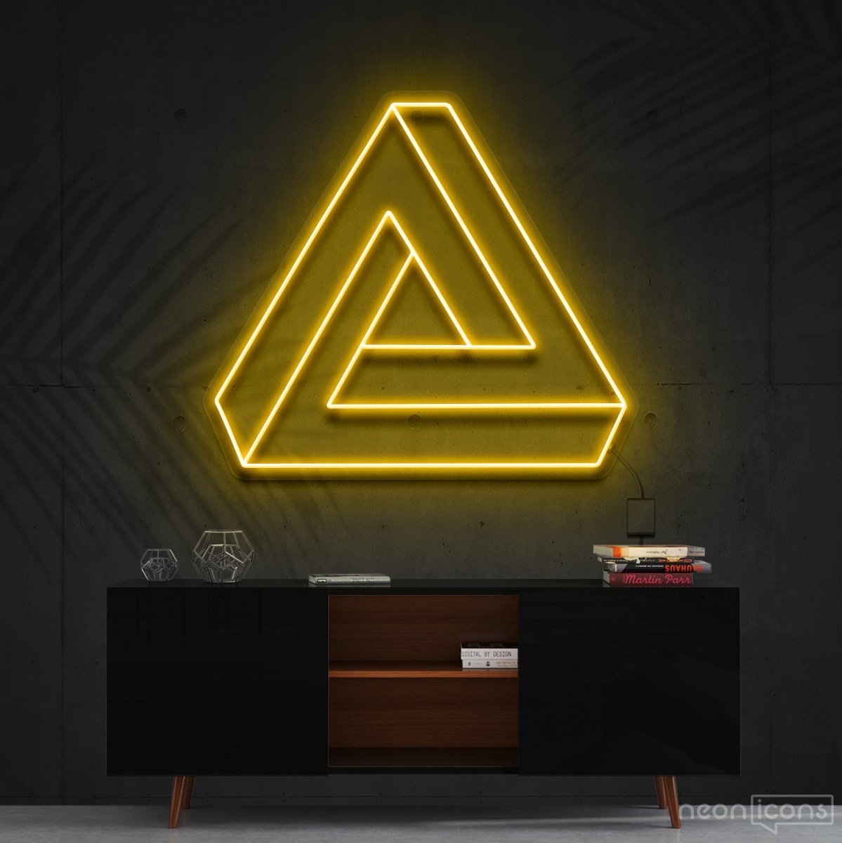 "Penrose Triangle" Neon Sign 60cm (2ft) / Yellow / Cut to Shape by Neon Icons