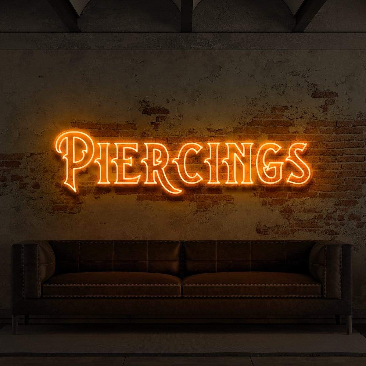 "Piercings" Neon Sign for Tattoo Parlours 90cm (3ft) / Orange / LED Neon by Neon Icons