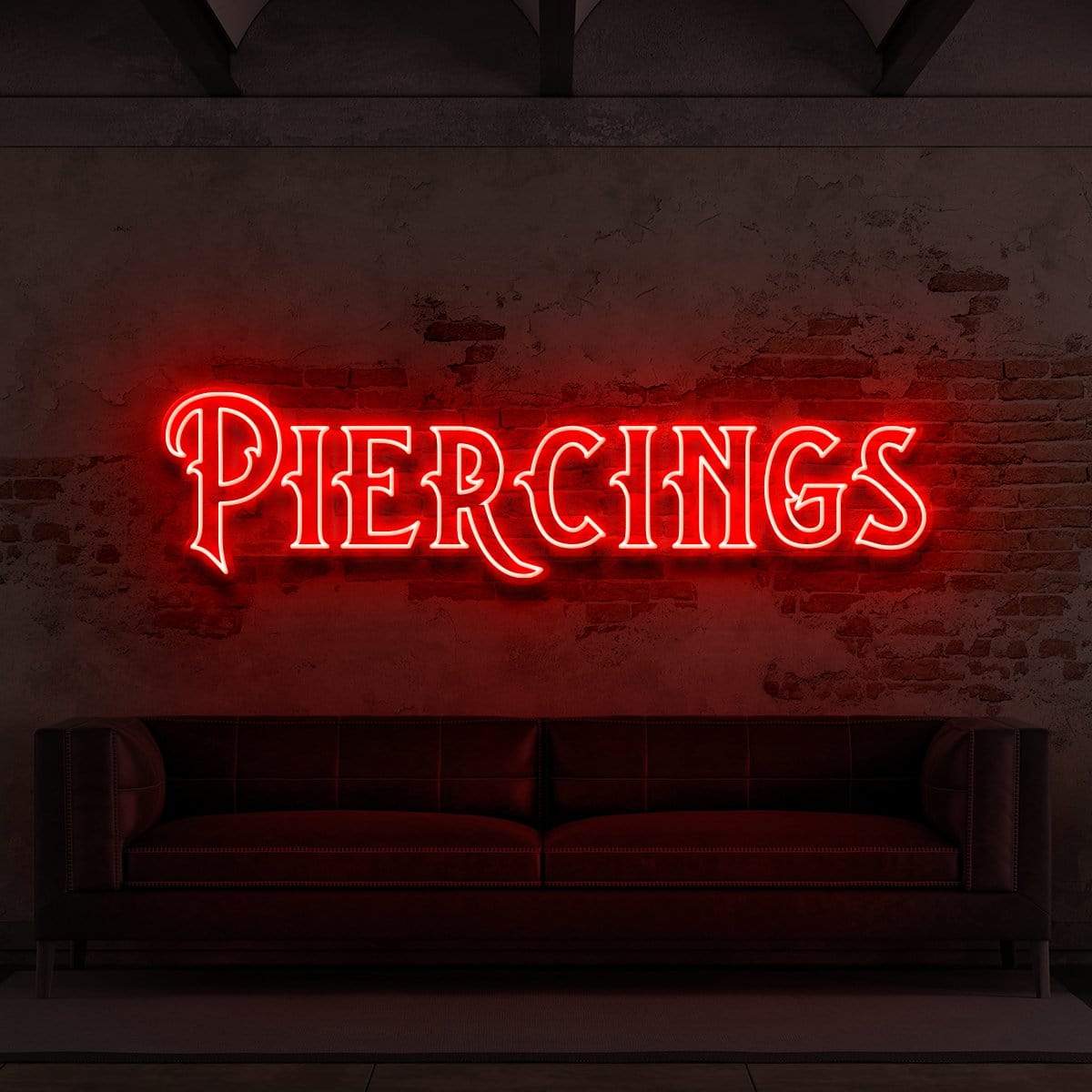 "Piercings" Neon Sign for Tattoo Parlours 90cm (3ft) / Red / LED Neon by Neon Icons