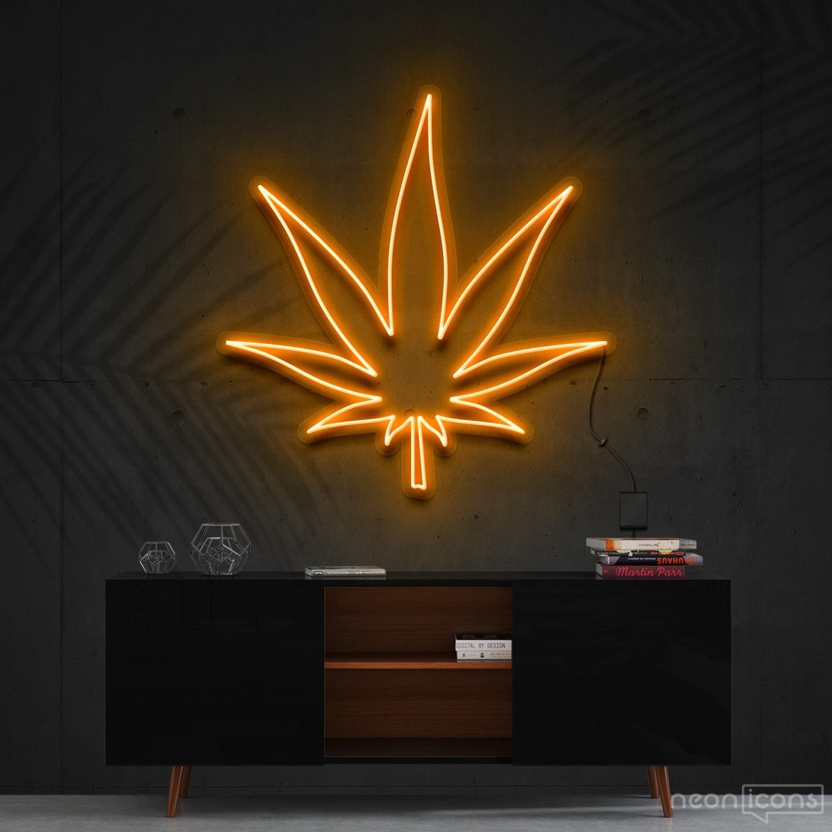 "Plant Based" Neon Sign 60cm (2ft) / Orange / Cut to Shape by Neon Icons