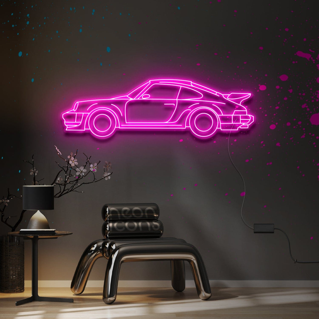 "Porsche 911 Turbo 1978" Neon Sign 4ft x 1.3ft / Pink / LED Neon by Neon Icons
