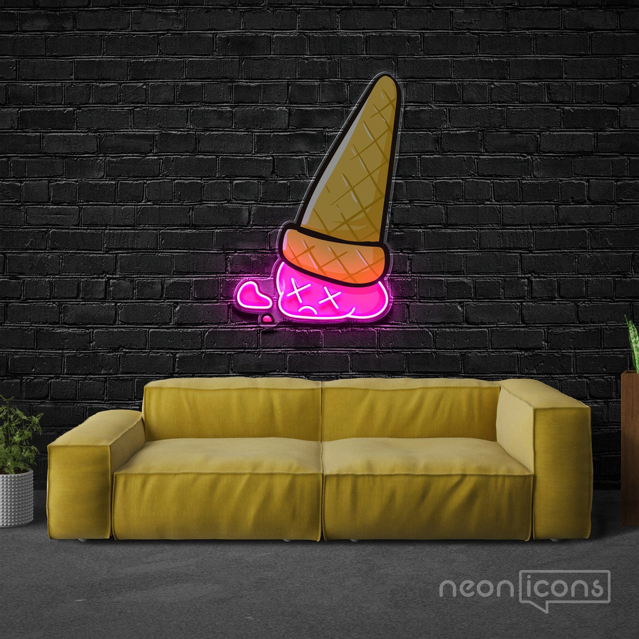 "Sadcream Cone V2" Neon x Acrylic Artwork by Neon Icons