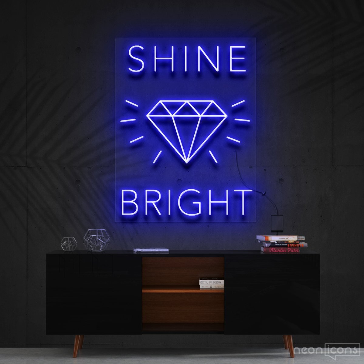 "Shine Bright Like A Diamond" Neon Sign 60cm (2ft) / Blue / Cut to Shape by Neon Icons