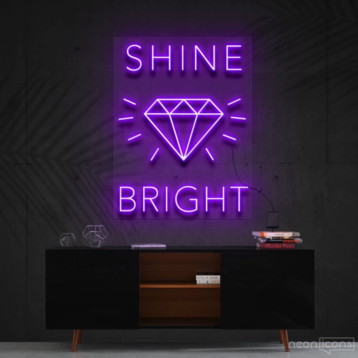 "Shine Bright Like A Diamond" Neon Sign 60cm (2ft) / Purple / Cut to Shape by Neon Icons
